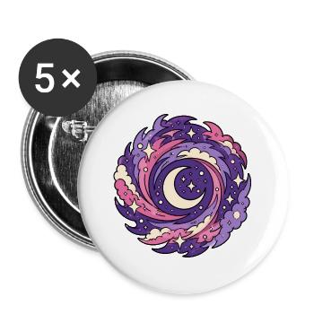 Galaxie Sichelmond Sterne Weltraum Vektor Shirt - Buttons groß 56 mm (5er Pack) - Weiß - Vorne