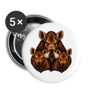 Elch, Kuh und Kälber - Buttons groß 56 mm (5er Pack) - Weiß - Vorne