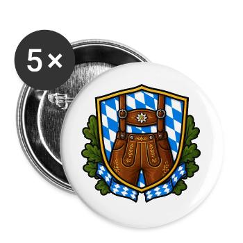 Bayerisches Lederhosen Wappen - Buttons groß 56 mm (5er Pack) - Weiß - Vorne