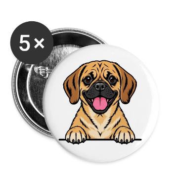 Puggle - Buttons groß 56 mm (5er Pack) - Weiß - Vorne