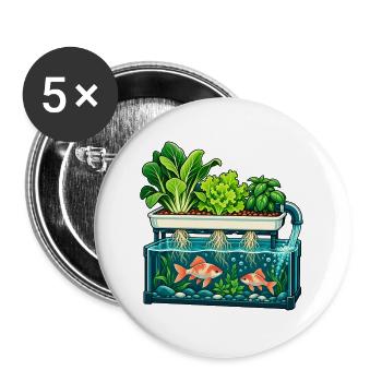 Fische unter einem lebendigen Garten - Buttons groß 56 mm (5er Pack) - Weiß - Vorne