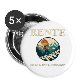 Rente Bergauf Abenteuer - Buttons groß 56 mm (5er Pack) - Weiß - Vorne