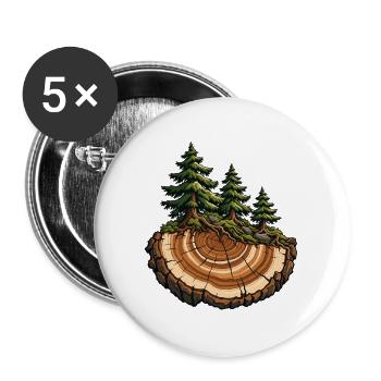 Baumringe werden zum Wald - Buttons groß 56 mm (5er Pack) - Weiß - Vorne