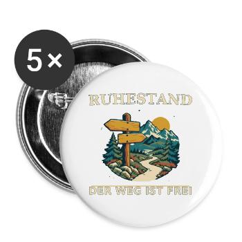 Ruhestand – Der Weg Ist Frei - Buttons groß 56 mm (5er Pack) - Weiß - Vorne