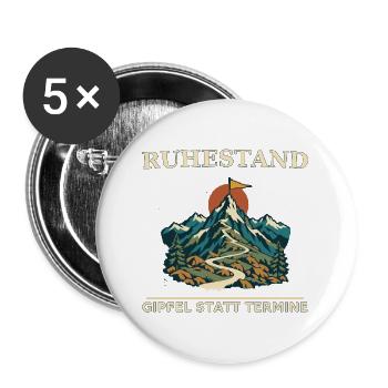 Ruhestand Gipfel statt Termine - Buttons groß 56 mm (5er Pack) - Weiß - Vorne