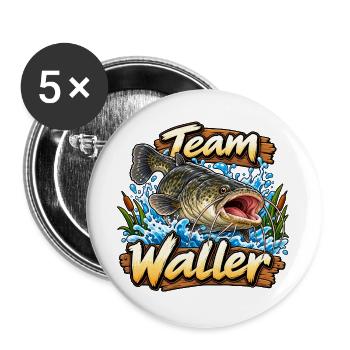 Team Waller - Buttons groß 56 mm (5er Pack) - Weiß - Vorne