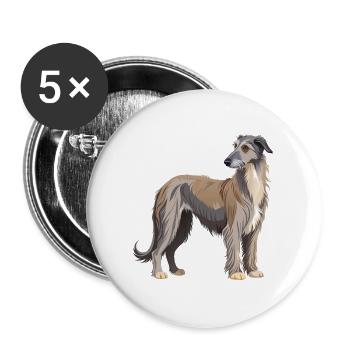 Irischer Wolfshund stehend - Buttons groß 56 mm (5er Pack) - Weiß - Vorne