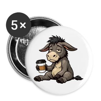 Esel Eselchen Eselhalter Muli Langohresel Muli - Buttons groß 56 mm (5er Pack) - Weiß - Vorne