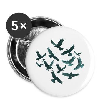Teal Vogelflug Muster - Buttons groß 56 mm (5er Pack) - Weiß - Vorne