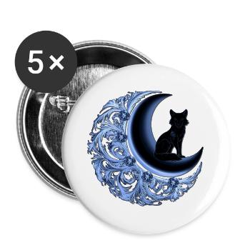 Blauer Mondtraum mit Fuchs - Buttons groß 56 mm (5er Pack) - Weiß - Vorne