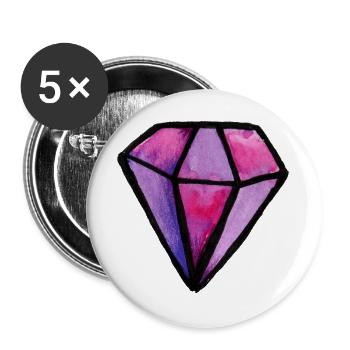 Lila Aquarell-Diamant-Edelstein - Buttons groß 56 mm (5er Pack) - Weiß - Vorne