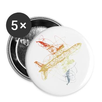 Flugzeug Skizze Vintage - Buttons groß 56 mm (5er Pack) - Weiß - Vorne