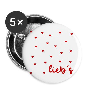 Wertschätzung Herz Liebe - Buttons groß 56 mm (5er Pack) - Weiß - Vorne