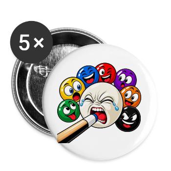 Lustige Billard Motive - Sports-Bar Bilder - Buttons groß 56 mm (5er Pack) - Weiß - Vorne