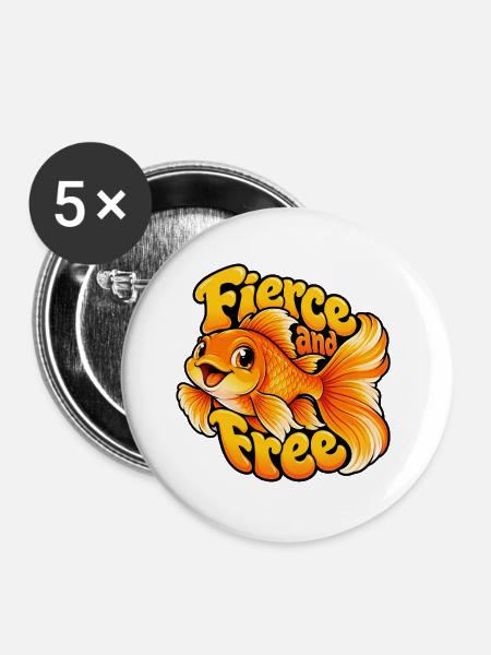 Goldfische - Buttons groß 56 mm (5er Pack) - Weiß