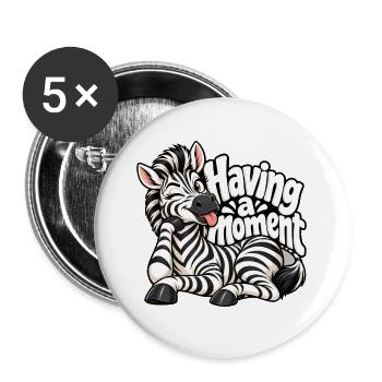 Zebra - Buttons groß 56 mm (5er Pack) - Weiß - Vorne