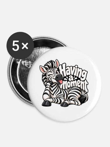 Zebra - Buttons groß 56 mm (5er Pack) - Weiß