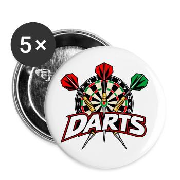 Dartboard - Dartspiel - Darts Bilder - Buttons groß 56 mm (5er Pack) - Weiß - Vorne
