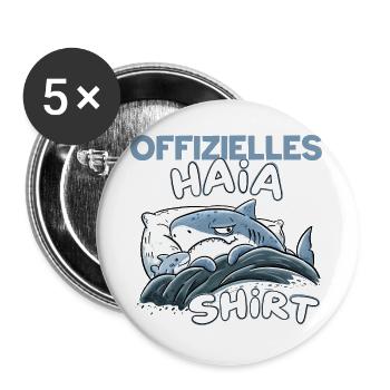 Offizielles Haia Hai Schlaf Wortspiel Humor - Buttons groß 56 mm (5er Pack) - Weiß - Vorne