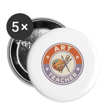 Vintage Kunstlehrer Farbpaletten-Pinsel Patch To - Buttons groß 56 mm (5er Pack) - Weiß - Vorne