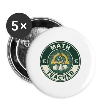 Vintage Mathematiklehrer-Gradmesser-Geometrie-Abzeichen oben - Buttons groß 56 mm (5er Pack) - Weiß - Vorne