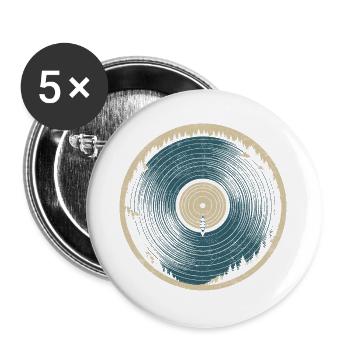 Naturvinyl – Kanu und Wald - Buttons groß 56 mm (5er Pack) - Weiß - Vorne