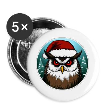 Weihnachten Eulen - Buttons groß 56 mm (5er Pack) - Weiß - Vorne