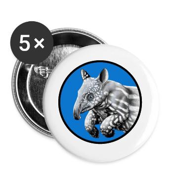 kleines Tapir in rundem kreis - Buttons groß 56 mm (5er Pack) - Weiß - Vorne