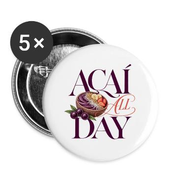Açaí All Day Bowl - Acai Bowl Design - Buttons groß 56 mm (5er Pack) - Weiß - Vorne
