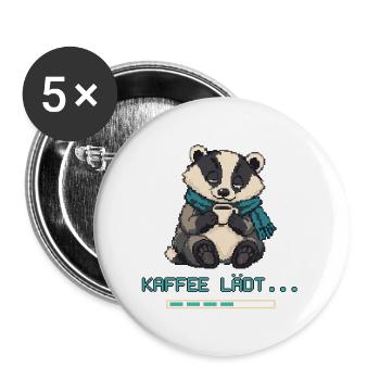 Dachs mit Kaffee Pixel Art - Buttons groß 56 mm (5er Pack) - Weiß - Vorne