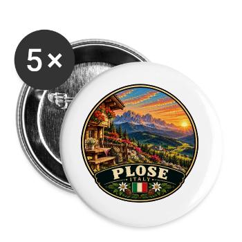 Wandern in den Dolomiten Italien Berge - Buttons groß 56 mm (5er Pack) - Weiß - Vorne