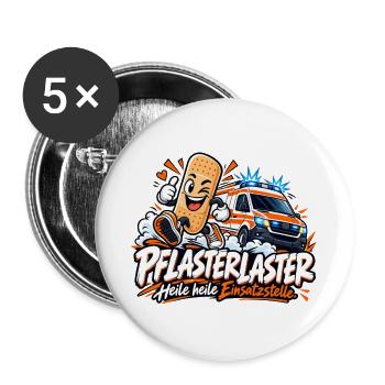 Pflasterhelden Einsatzstelle - Buttons groß 56 mm (5er Pack) - Weiß - Vorne