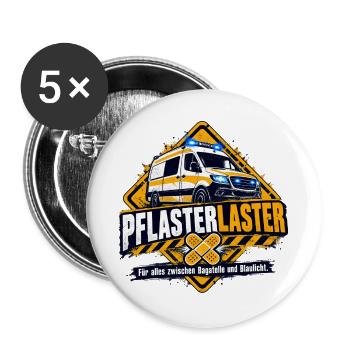 Pflaster Laster Blaulicht Humor - Buttons groß 56 mm (5er Pack) - Weiß - Vorne