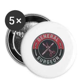 Vintage-Abzeichen der gekreuzten Skalpelle des Allgemeinchirurgen - Buttons groß 56 mm (5er Pack) - Weiß - Vorne
