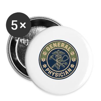 Vintage-Abzeichen des Allgemeinarztes mit dem Stab von Asclepius - Buttons groß 56 mm (5er Pack) - Weiß - Vorne