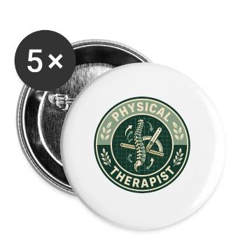 Vintage Physiotherapeut Wirbelsäulen-Goniometer-Abzeichen - Buttons groß 56 mm (5er Pack) - Weiß - Vorne