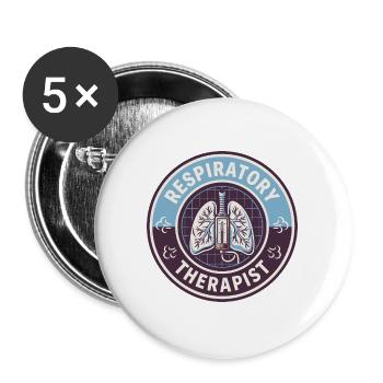 Vintage-Abzeichen für Atemtherapeuten und menschliche Lungen - Buttons groß 56 mm (5er Pack) - Weiß - Vorne