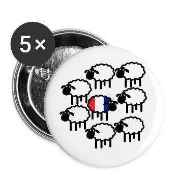 Einzelne französische Schafe | Pyrenäenlinien-Labor - Buttons groß 56 mm (5er Pack) - Weiß - Vorne