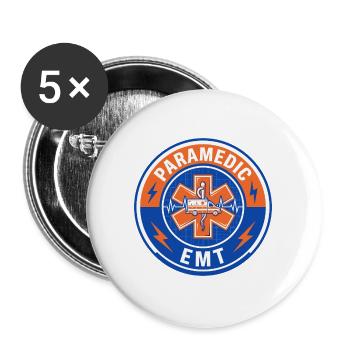 Vintage Paramedic EMT Star Of Life Ambulanzdeckel - Buttons groß 56 mm (5er Pack) - Weiß - Vorne