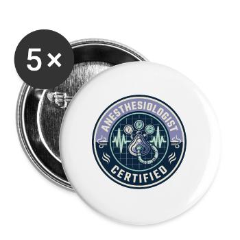 Vintage Anästhesisten-Atemkreislauf-Abzeichen - Buttons groß 56 mm (5er Pack) - Weiß - Vorne