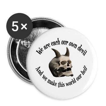 We are each our own devil - Totenkopf mit Hörnern - Buttons groß 56 mm (5er Pack) - Weiß - Vorne