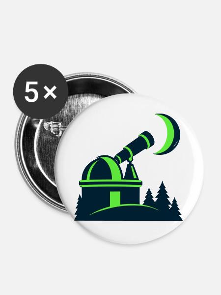 Sternwarte Teleskop Grafik - Buttons groß 56 mm (5er Pack) - Weiß