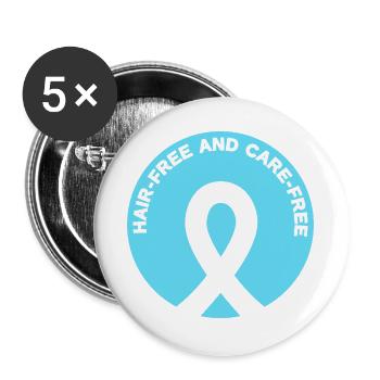 Alopecia Freiheit - Ohne Haar, ohne Sorgen - Buttons groß 56 mm (5er Pack) - Weiß - Vorne