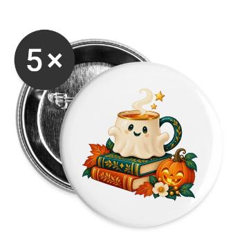 Verzauberte Tasse Herbstbücher - Buttons groß 56 mm (5er Pack) - Weiß - Vorne