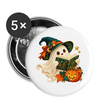 Ghost Reader Halloween verzaubert - Buttons groß 56 mm (5er Pack) - Weiß - Vorne