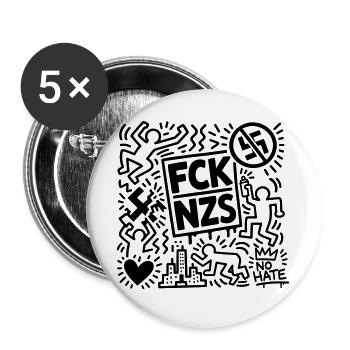 FCK NZS - Buttons groß 56 mm (5er Pack) - Weiß - Vorne