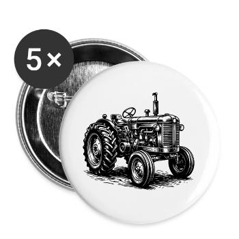 Traktor / Traktor / Traktor - Buttons groß 56 mm (5er Pack) - Weiß - Vorne