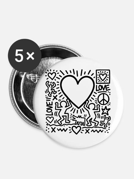 LOVE - Buttons groß 56 mm (5er Pack) - Weiß