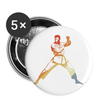 Karate Vintage Look - Buttons groß 56 mm (5er Pack) - Weiß - Vorne