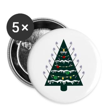 Weihnachtsbaum, Golfen Golfschläger - Buttons groß 56 mm (5er Pack) - Weiß - Vorne